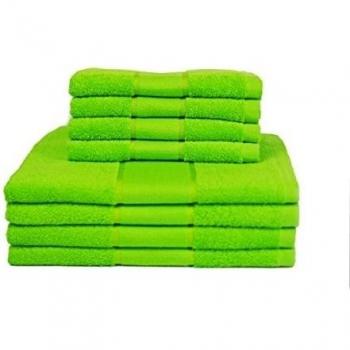 Restmor Neón Juego de 8 Toallas 100% Algodón 330 g/m2 disponible en 5 colores vibrantes - Lima Neón