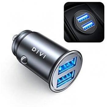 DIVI Cargador de Coche con Doble USB Puerto Cargador Móvil 5V/4.8A/24W, Adaptador Automóvil con Fast Charging Mini Small Size para Phone X / 8/8 Plus / 7, Galaxy S9/S9 Plus/S8/S7/S6 by
