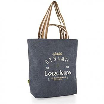 Bolso Shopper Mujer Lois - Mediano, Lona, Casual, Versátil, Elegante, Color Marino