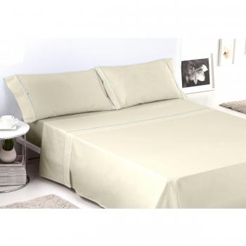 ESTELIA - Juego de sábanas Liso Color Piedra - Cama de 150