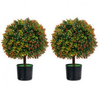 22'' Artificial Boxwood Topiary Ball Tree (2-Pack)