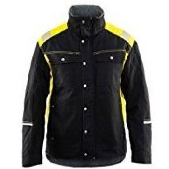 Chaqueta de Trabajo Artesanal Forrada con Detalles Fluorescentes 4915 - Negro/Amarillo Fluorescente 4XL