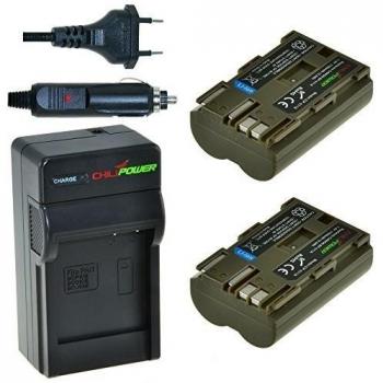 Chili Power BP-511, BP-511 A Kit: 2 x Batería + Cargador para Canon EOS 5d, 10d, 20d, 20Da, 30d, 40d, 50d, 300d, D30, D60, Rebel, PowerShot G1 de > G6, Pro 1, Pro 90 IS, FV2 – > FV400, FVM1, FVM10, ZR10 – > ZR90