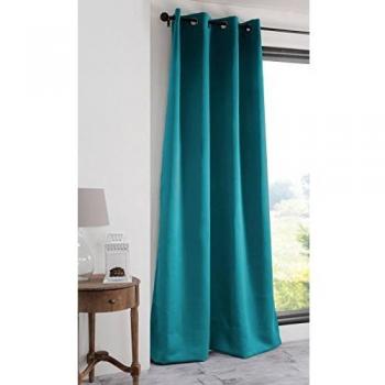Cortina Opaca Notte 135x180 cm - 100% Poliéster - Color Azul - Aislante y con 8 Ojetes
