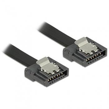 Cable SATA FLEXI 6Gbps 0.5m Negro con clips de bloqueo