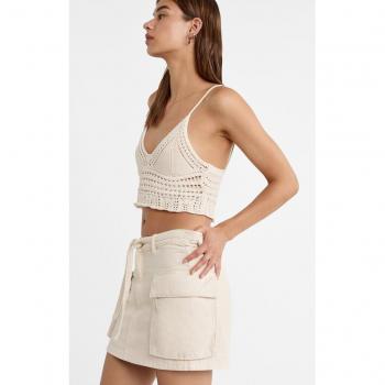 Stradivarius Cargo Mini Skirt Ecru Size 10