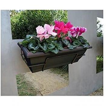 JARDINERA DE BALCÓN FLORIA ANTRACITA CON SOPORTE