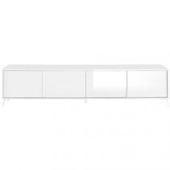 Mueble de TV Lowboard City 4 Puertas, 205 cm, Blanco Brillante