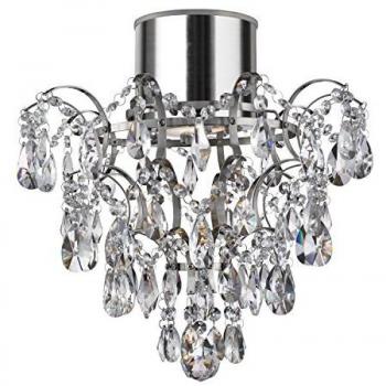 Plafón de baño Acero Cromado 1 bombilla 38cm, IP44, GU10, Cristales K5