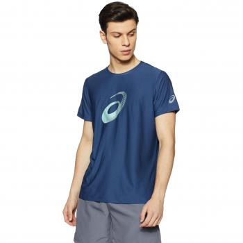 Asics Graphic SS Top Camiseta, Hombre, Azul Oscuro, M