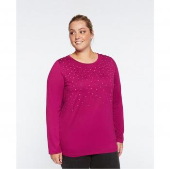 Camiseta con pedrería y mangas largas