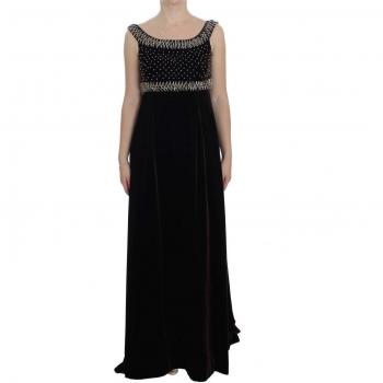 Dolce & Gabbana Brown Velvet Crystal Sheath Gown Dress - IT40|S