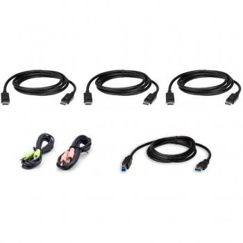ATEN 2L-7D02UDPX6 Secure KVM Cable Kit with Triple DisplayPort, USB Mouse/Keyboard, and Audio - 1.8m Black