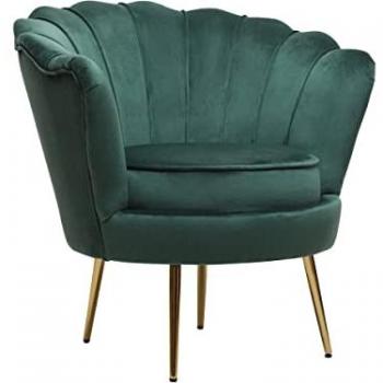 Sillón de terciopelo Floria - 75 x 68 x 77,5cm - Verde