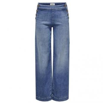 Pantalón Vaquero Only Madison Azul Ancho con Botones para Mujer