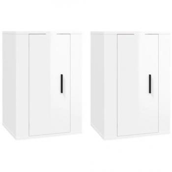 Mueble TV de pared estantería multimedia brillante 2 piezas 40 x 34,5 x 60 cm color blanco