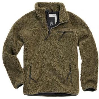 Brandit Men's Olive Teddy Fleece Troyer Sweatshirt - Sizes S to 5XL
