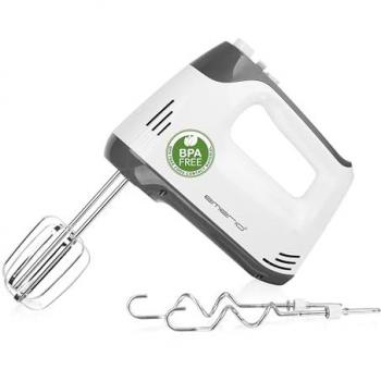 Batidora Amasadora Eléctrica Emerio HM-130365 400W, 5 Velocidades, Botón Turbo, Accesorios de Acero Inoxidable (Apto para Lavavajillas), Sin BPA