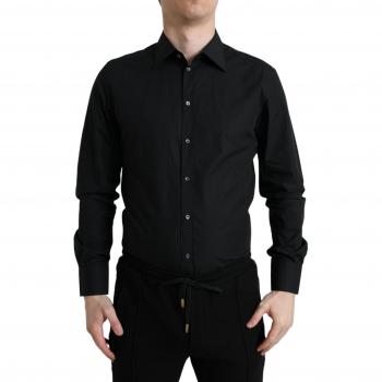Dolce & Gabbana Black Cotton Slim Fit Formal Dress Shirt - IT37 | XS