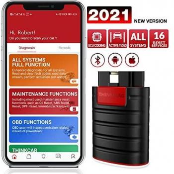 thinkcar ThinkDiag Bluetooth OBD2 Scanner, Lector de códigos de Coche, 16 Funciones de Servicio de reinicio, para iOS Android, Herramienta de Diagnóstico, codificación ECU, Auto-Vin