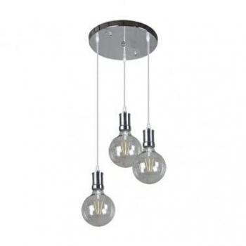Lámpara Prisco 3xE27 Cromo/Transparente con Bombillas Incluidas 24W 2700K 2550LM (Dimensiones: 36x36 cm)