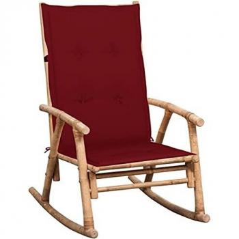Silla mecedora con cojín de bambú para exterior