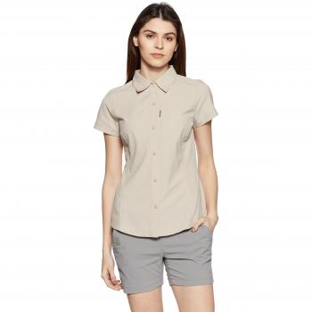 Columbia Silver Ridge SS Camiseta de Senderismo Manga Corta, Mujer, Beige