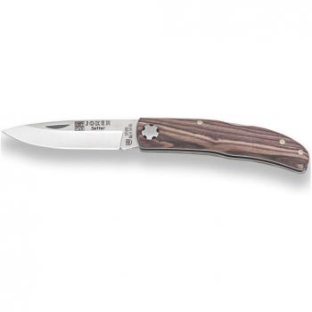 Navaja de bolsillo Joker Setter NP111 con cachas de madera palisandro y hoja de acero MOVA de 6,5 cm - Ideal para pesca, caza, camping y senderismo