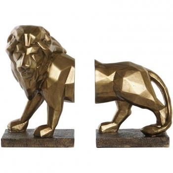 Sujetalibros DKD Home Decor León Resina Moderno 32 x 15 x 24,5 cm dorado