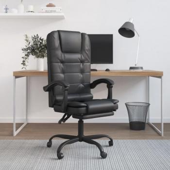 Silla de oficina reclinable de masaje en cuero sintético negro