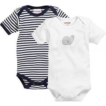 Bodys para bebés Playshoes Ballena (x2) Oeko-Tex Standard 100, cortos, mezcla de colores azul marino y blanco, talla 50/56