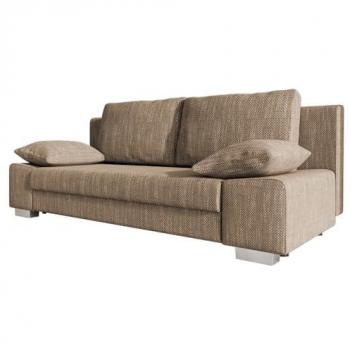Sofá-cama Comfivo 145, color marrón claro, dimensiones 200 x 77 x 87 cm, incluye caja de ropa de cama Lawa 02