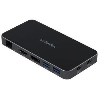 VisionTek VT350 Dual Display USB-C Docking Station with Power Passthrough and Multiple Ports