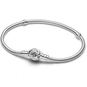 Pulsera Pandora Moments Cadena de Serpiente con Cierre Rosa Floreciendo para Mujer 593211C00