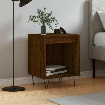 Mesita de noche Roble marrón 40x35x50 cm Madera multicapa
