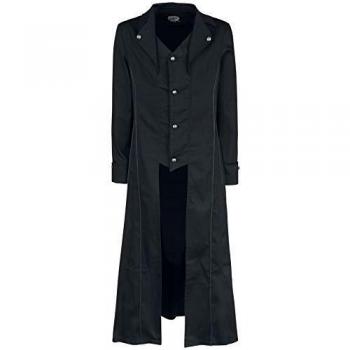 H&R London Black Classic Coat Hombre Abrigo Militar Negro 3XL, 97% algodón, 3% elastán,