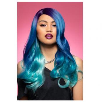 Peluca Manic Panic ondulada azul adulto