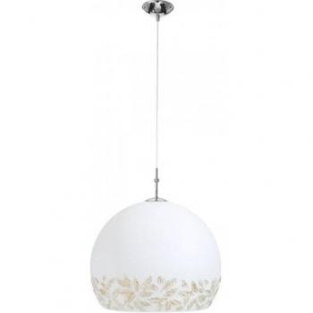 Lámpara colgante de diseño LUNA cromo 1 bombilla, pantalla antigua, blanco liberta, con cúpula de cristal cromada