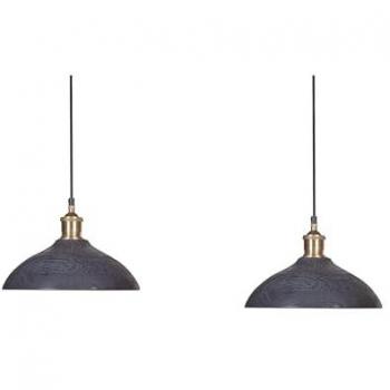 Lámpara de Techo Colgante Boho Hecha a Mano con Pantalla de Madera Natural y Acabado Negro