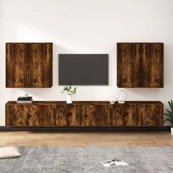Set de Muebles para Televisor 8 Piezas en Madera Contrachapada Rovere Fumo
