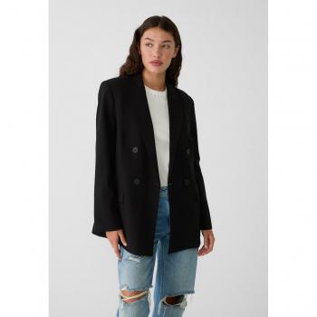 Stradivarius Black Double-Breasted Button Blazer Size S