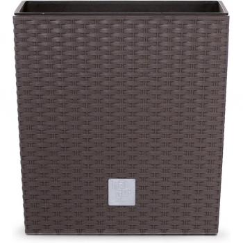 Maceta Rato Low 26 cm, 15,8 litros con cubilete, uso interior y exterior, color ocre oscuro