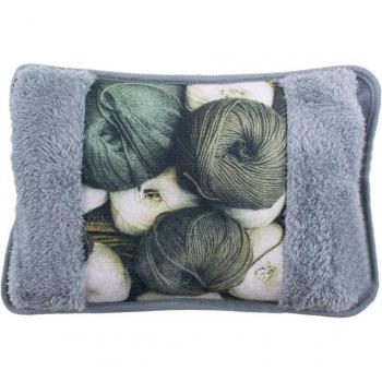 Bolsa de agua caliente eléctrica con bolsillo calentador de manos recargable en color gris
