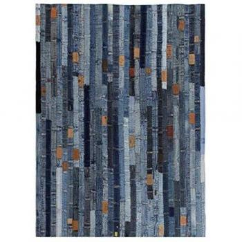 vidaXL Alfombra Patchwork Cinturilla Vaqueros Azul 160x230cm Decoración Hogar