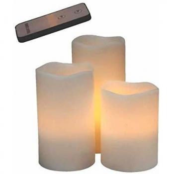 Juego de 3 velas LED blancas con mando a distancia Ø7,5 H10/12,5/15cm