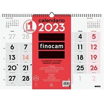 Finocam - Calendario 2023 Neutro de Pared Números Grandes Enero 2023 - Diciembre 2023 (12 meses) Español