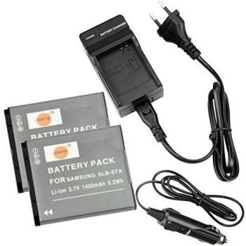 DSTE 2-Pieza Repuesto Batería y DC91E Viaje Cargador kit para Samsung SLB-07A PL150 PL151 ST45 ST50 ST500 ST550 ST560 ST600 TL100 TL210 TL220 TL225 TL90 como Samsung SLB-07 SLB-07B SLB-07EP