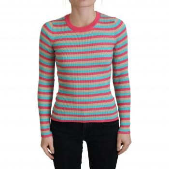 Multicolor Crewneck Pullover Silk Sweater - Dolce & Gabbana, Round-neck Knitwear, female, Multicolor, Size: IT36 | XS | 3XS
