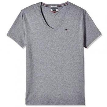 Gray Cotton V-Neck T-Shirt - XL