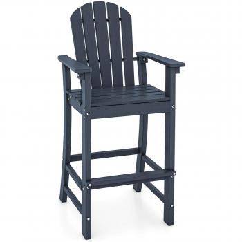 Outdoor HDPE Bar-Height Patio Chair - Navy